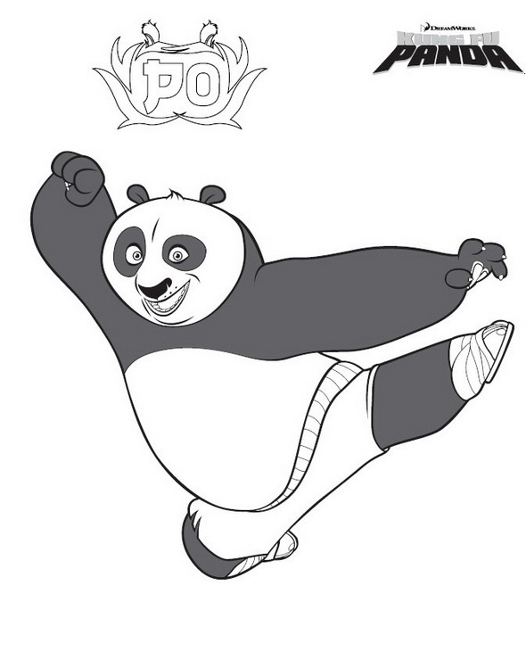 Plansa de colorat cu Kung Fu Panda 38 32